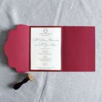 Simple Style Invitation Card Wedding Card Foiling Invitation Wine Red Customized